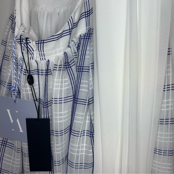 Gianni Bini x Venita Aspen Tinsley Plaid Maxi Dress Halter Ivory/Navy Sz 4 NWT - Picture 8 of 13